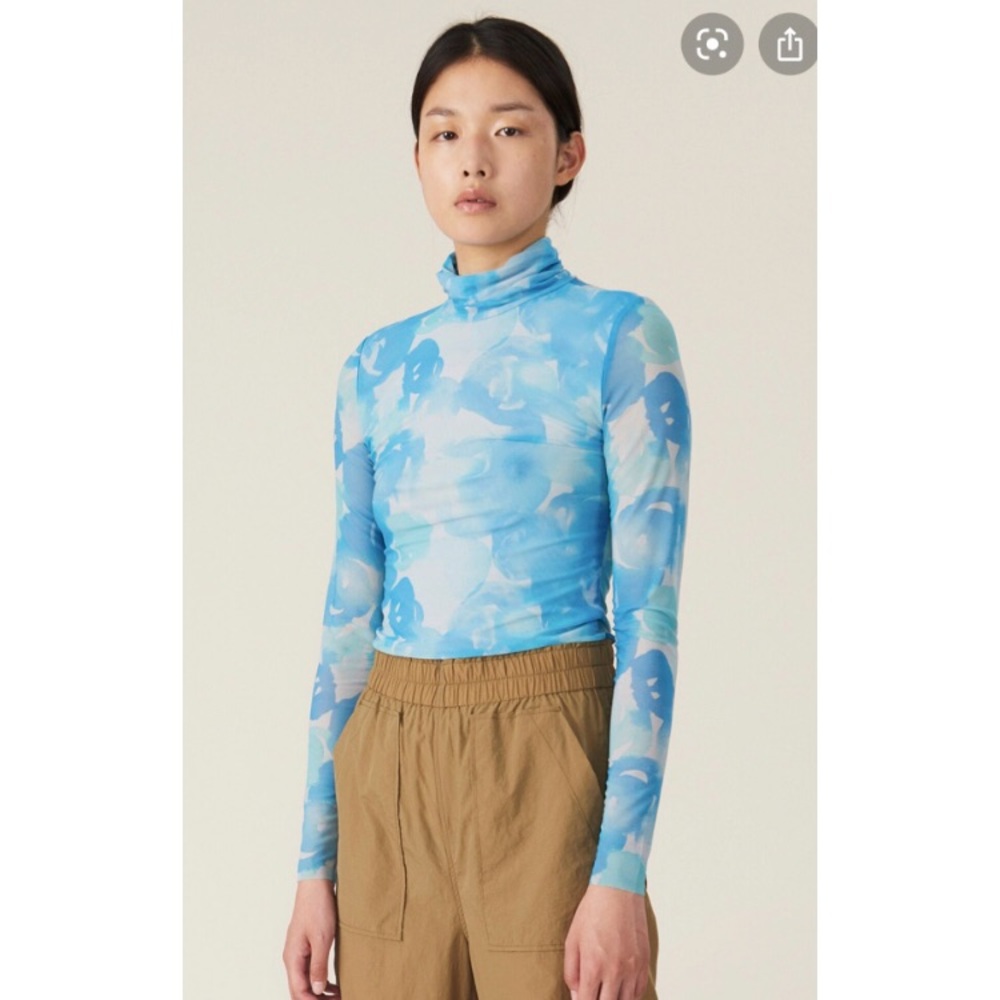 Ganni roll neck mesh top